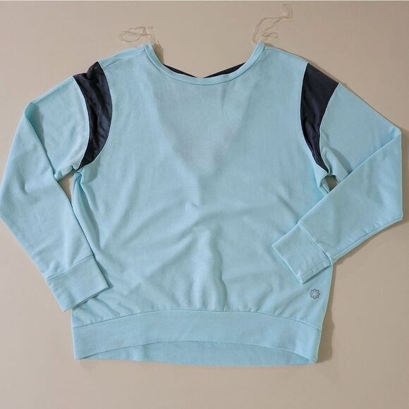 Pro Player Tops - Pro Player Mixed Media Women's Aqua Workout Crisscross V-Back Sweatshirt